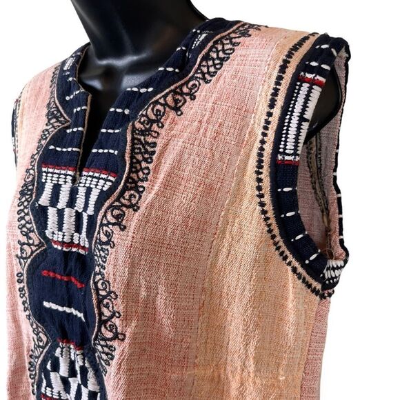 Embroidered woven ethnic boho tunic kaftan dress - Picture 5 of 11